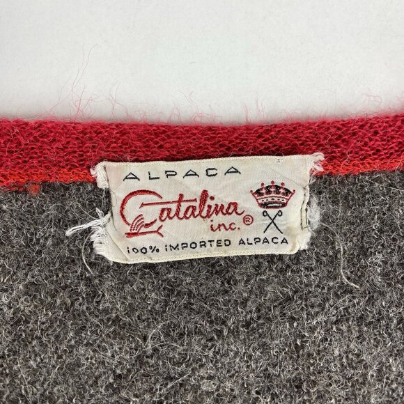 Vtg 1950s ? Catalina *Flawed* 100% Alpaca Cardigan Sz M Sweater Academia Grunge - Picture 16 of 16